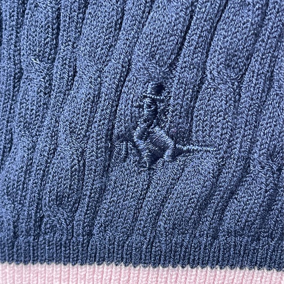 Jack Willis Crop Blue & Pink Preppy Sorority Knit Sweater; UK 12, US 8 Sm / med - Picture 4 of 8